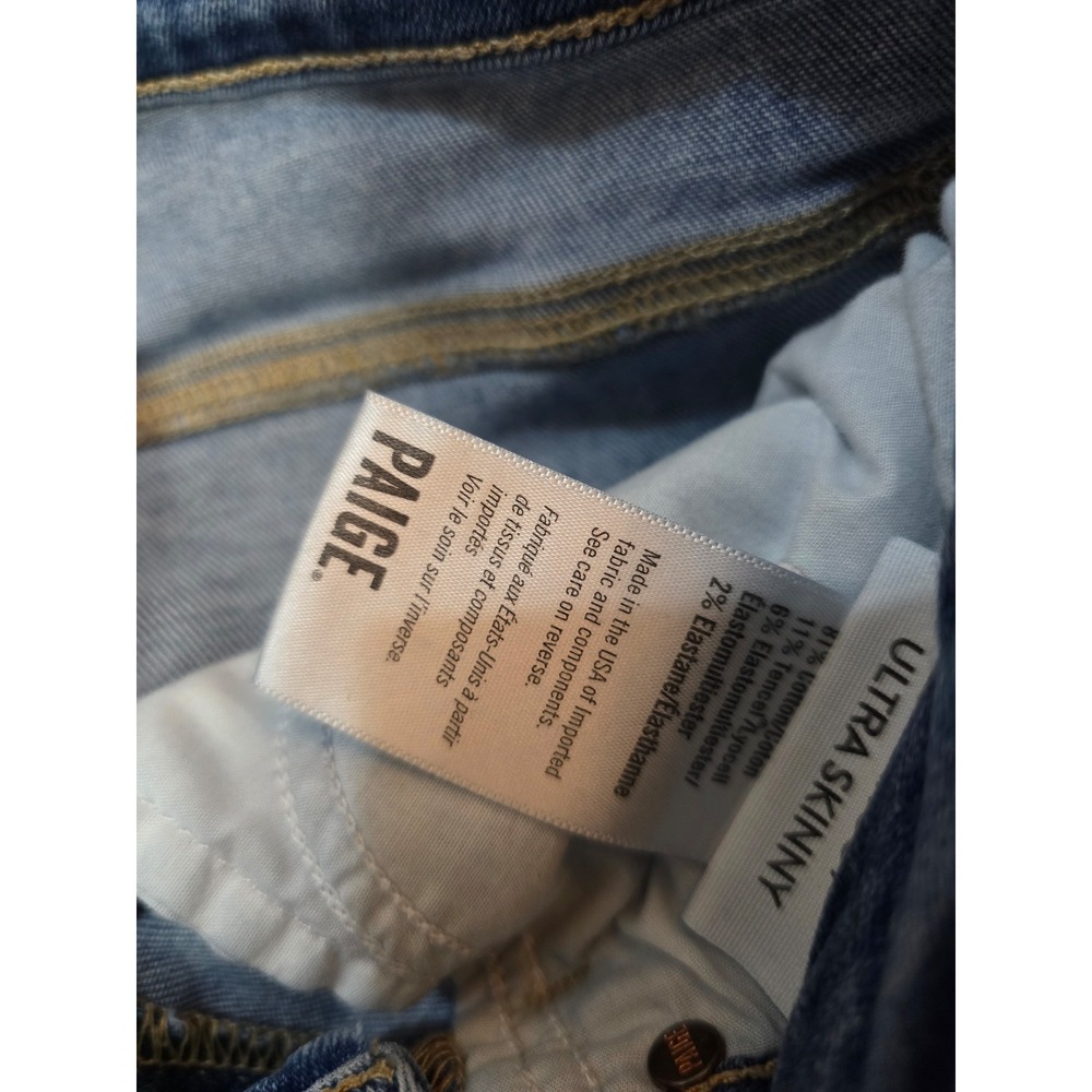 PAIGE Ultra Skinny Denim Jeans 28 Tencel Blend Premium Designer Stretch Blue - Picture 4 of 6